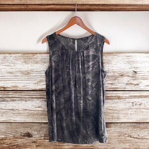 Sami & Jo swirl ombre tie dye pleated sleeveless stretch top blouse 1X